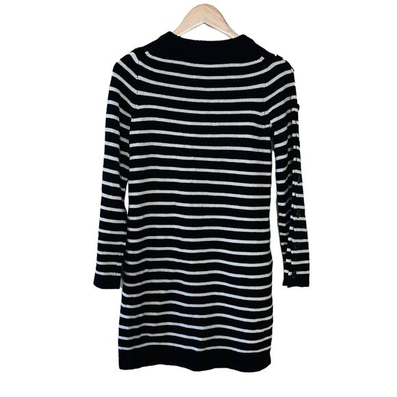 Madewell Merino Wool Blend Striped Button Detail Tunic Sweater Size XS - Picture 3 of 10
